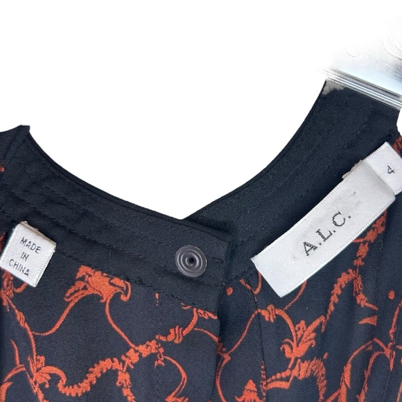 A.L.C.- “Mari” Silk, Printed, Halter Top in Black/Rust, Relaxed Fit - Size 4 - Picture 11 of 12
